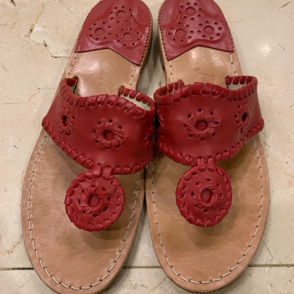 Jack Rogers Red Leather Flat Sandal Size 6